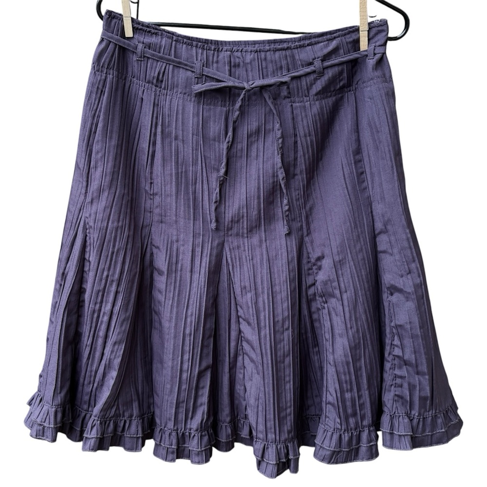 Canda Collection C & A Crinkle Flounce Ruffle Skirt In Blue Gray Sz 10